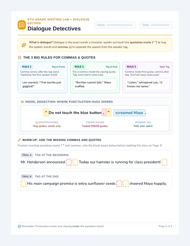 Dialogue Detectives Worksheet