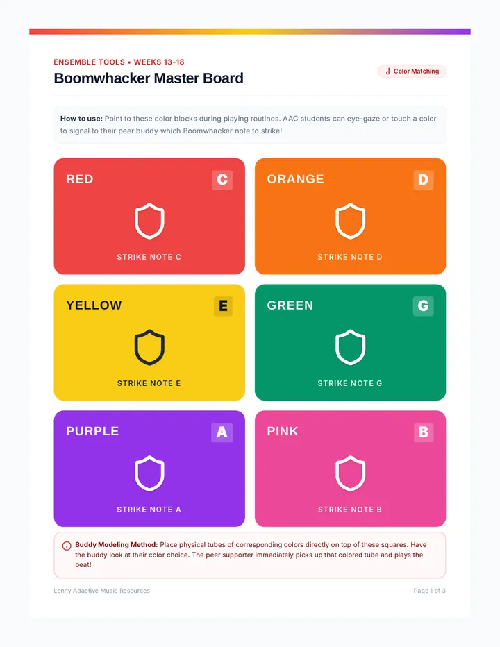 Boomwhacker Color Cards