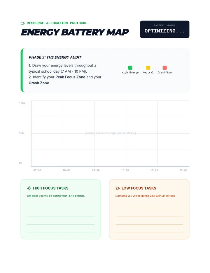 Energy Battery Tracker Worksheet