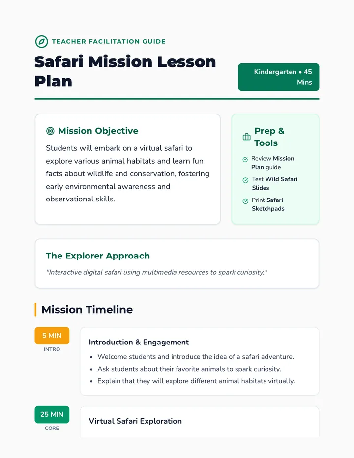 Safari Mission Lesson Plan