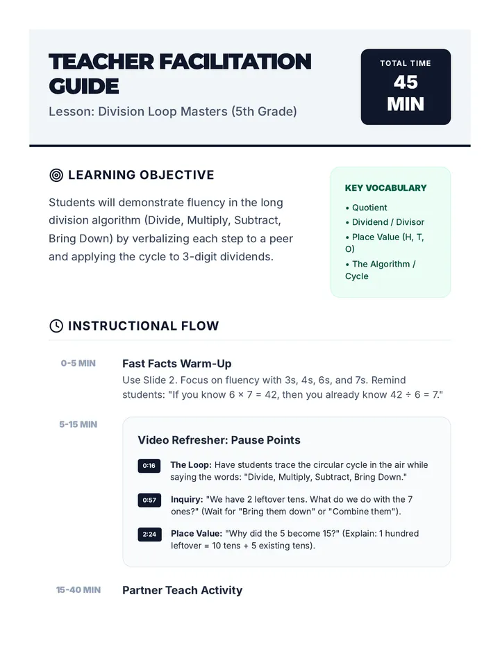 Division Loop Teacher Guide