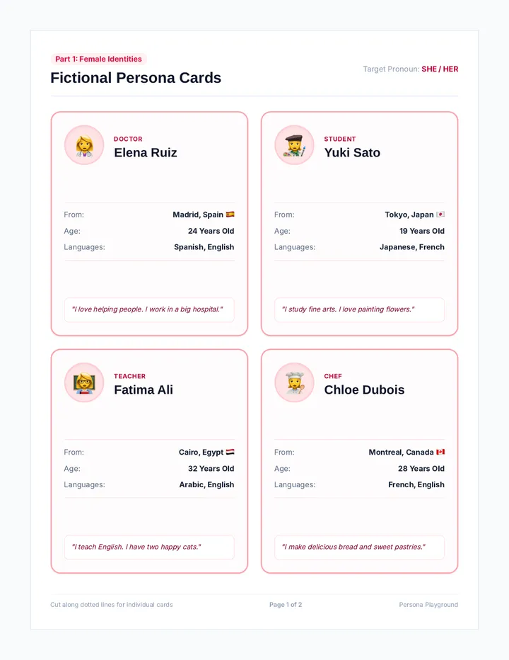 Persona Playground Persona Cards