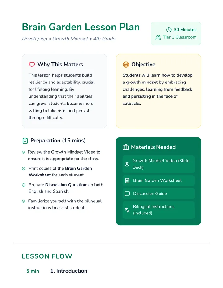 Brain Garden Lesson Plan