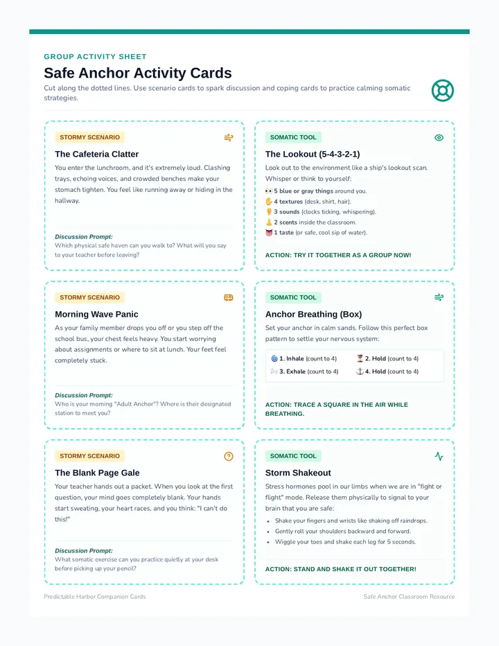 Safe Anchor Activity Cards