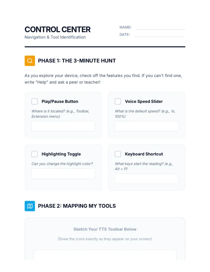 Control Center Worksheet
