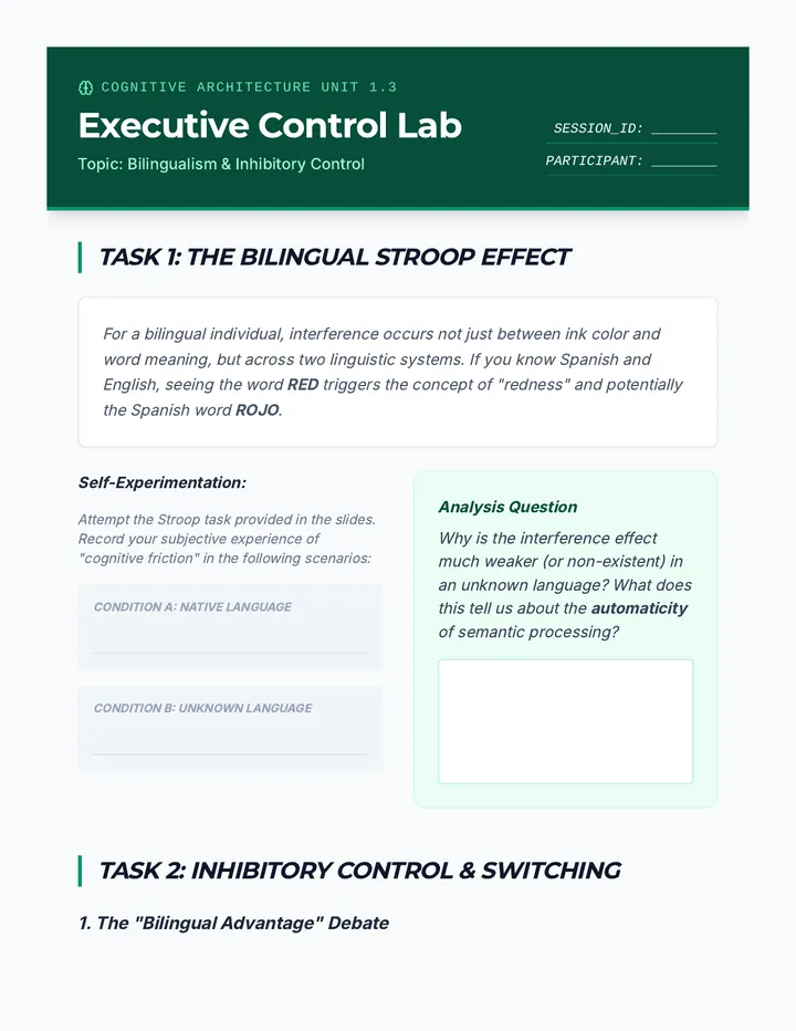 Executive Control Lab Worksheet