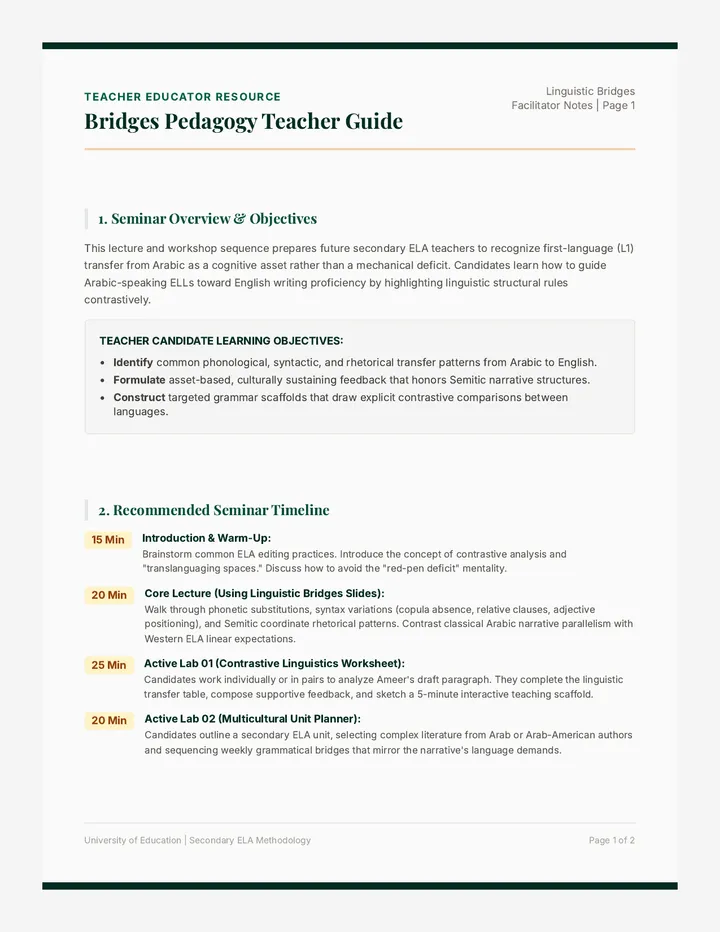 Bridges Pedagogy Teacher Guide