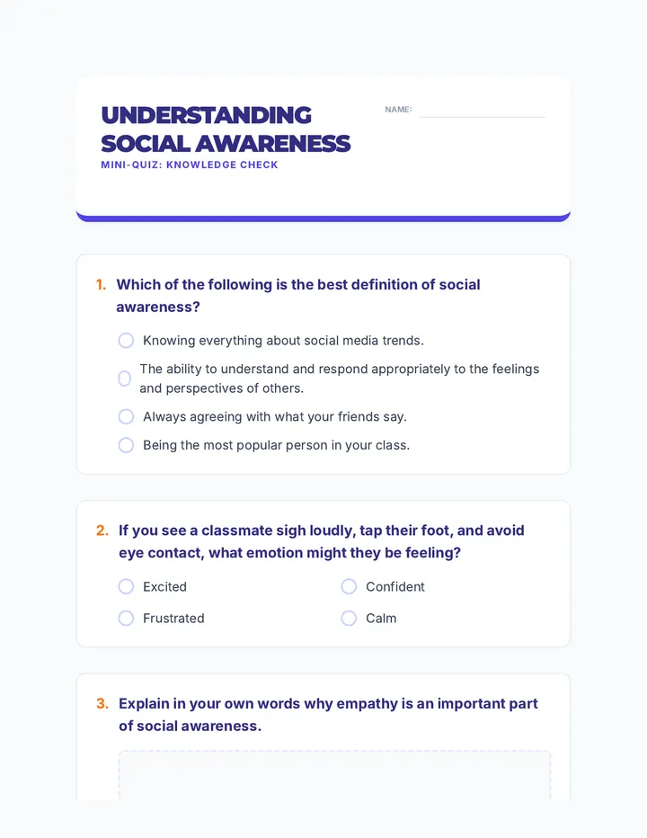 Quiz Understanding Social Awareness