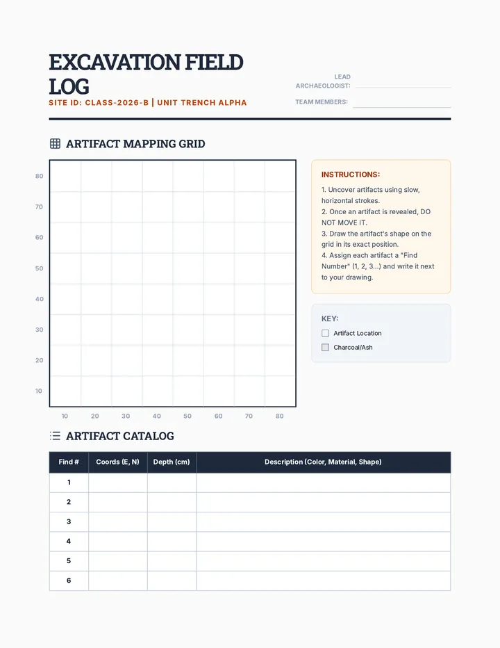 Excavation Field Log