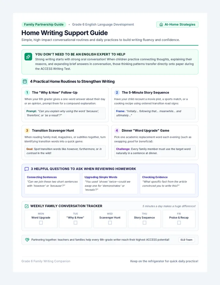 Home Writing Support Guide