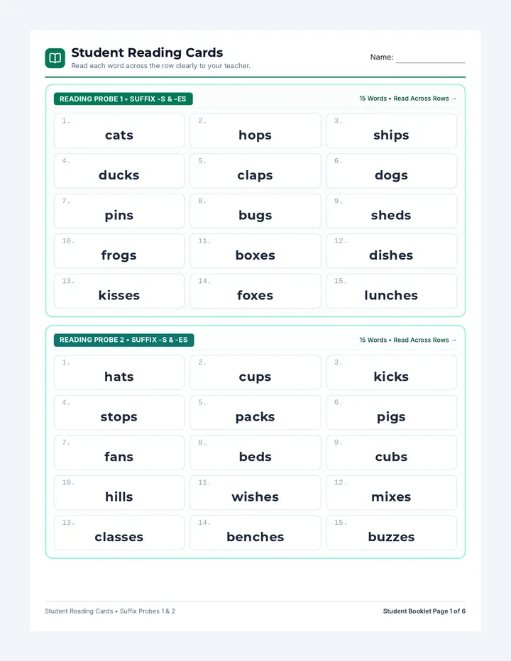 Suffix Probes Student Booklet