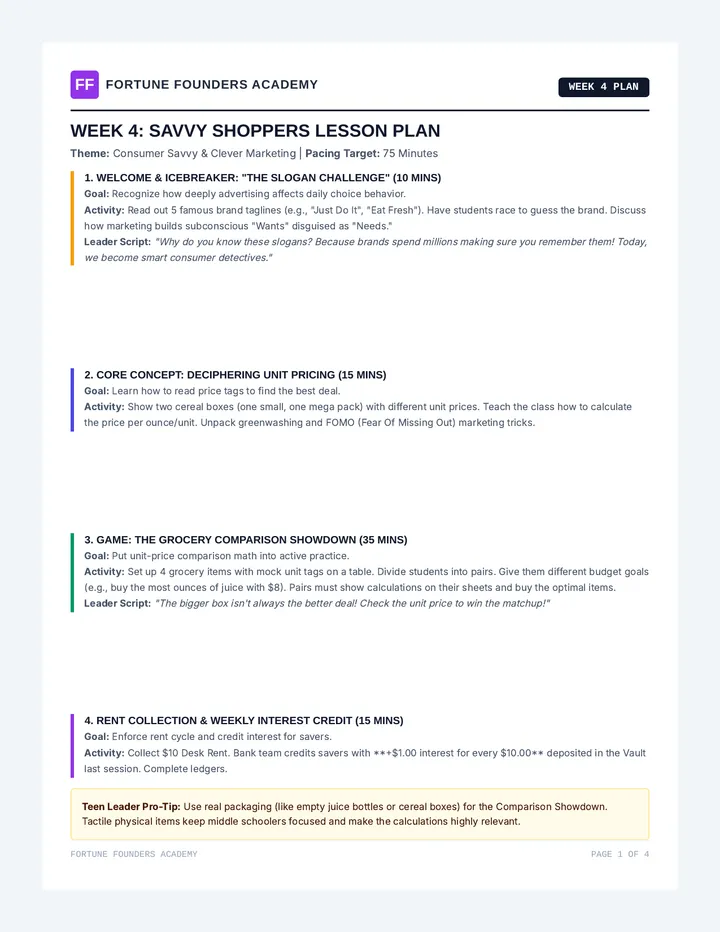 Weekly Facilitation Plans Part Two