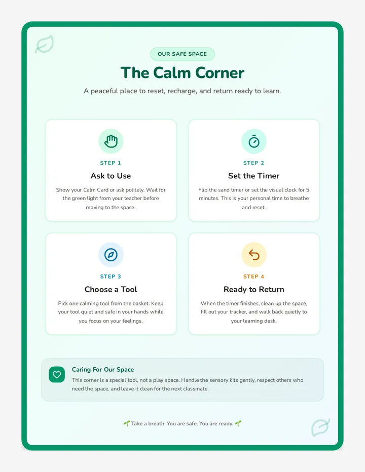 Calm Corner Rules Poster