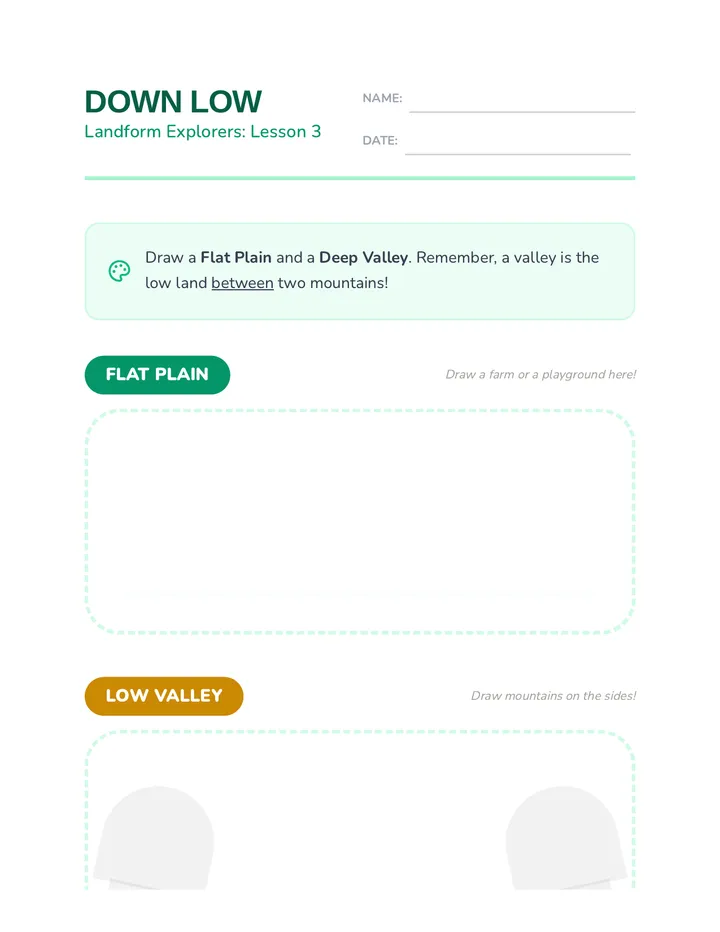 Plain and Valley Worksheet