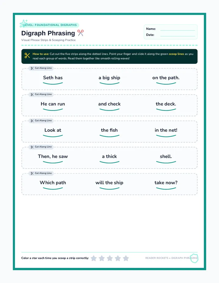 Digraph Phrasing Activity Sheet