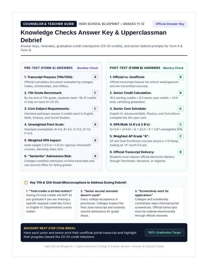Transcript Checks Answer Guide