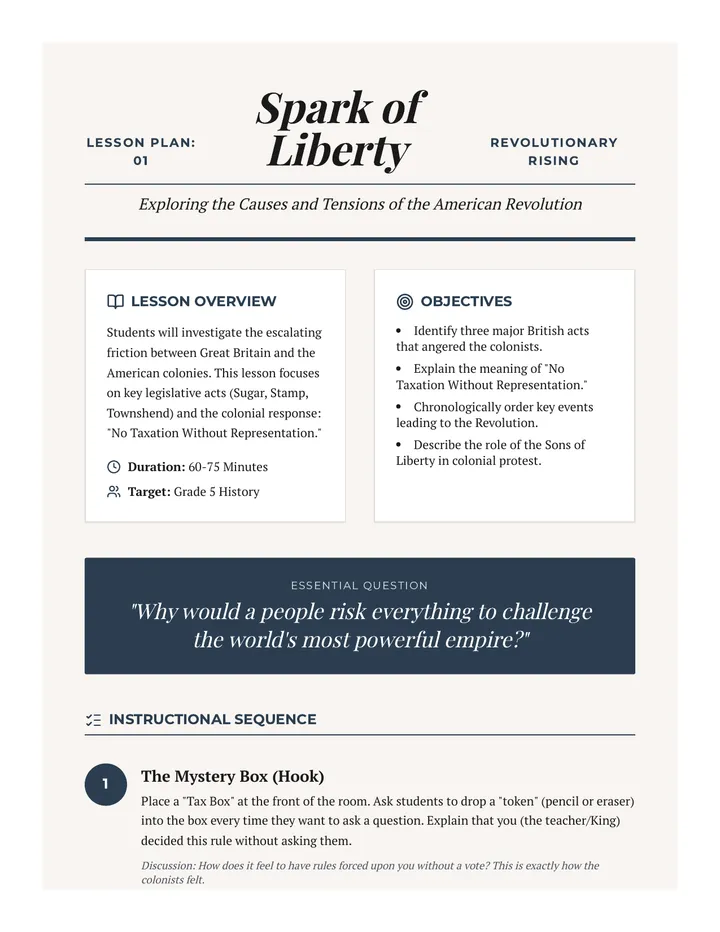 Spark of Liberty Teacher Guide