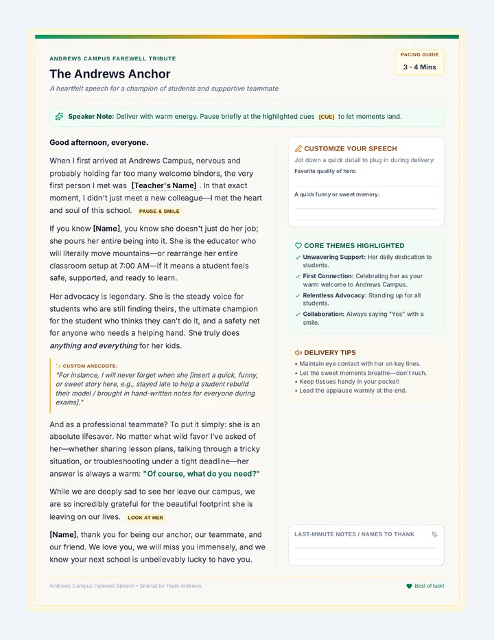Andrews Anchor Speech Script page 1