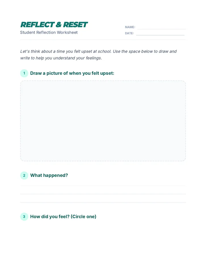 Reflect and Reset Worksheet