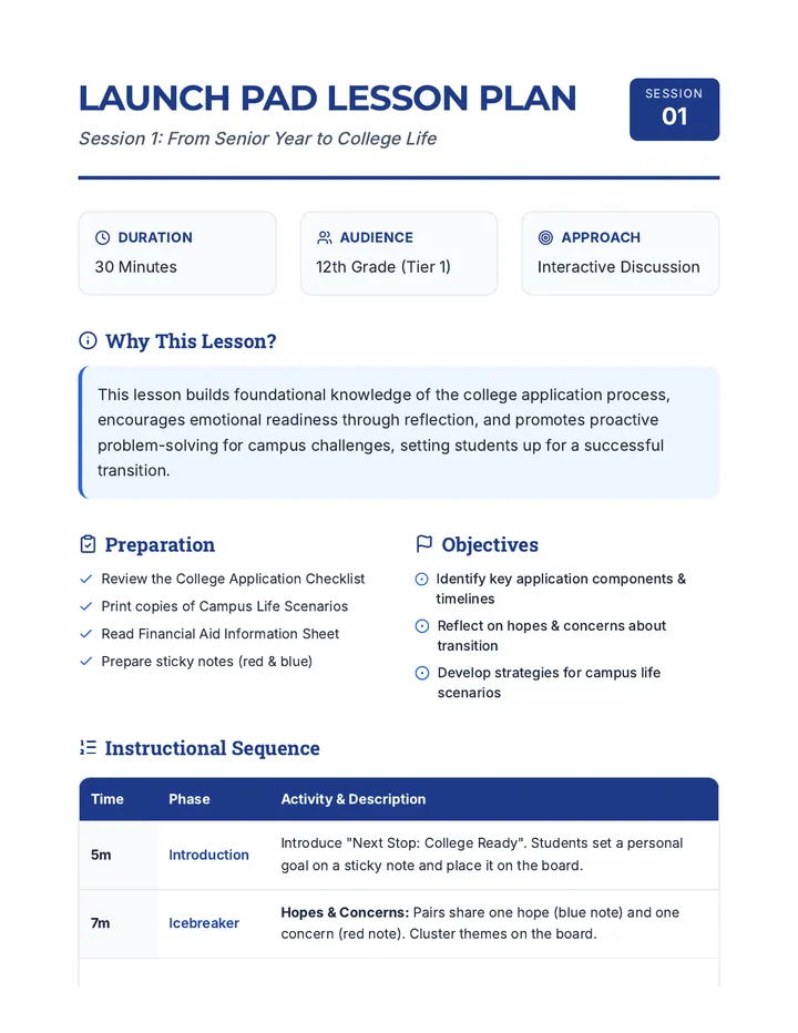 Launch Pad Lesson Plan