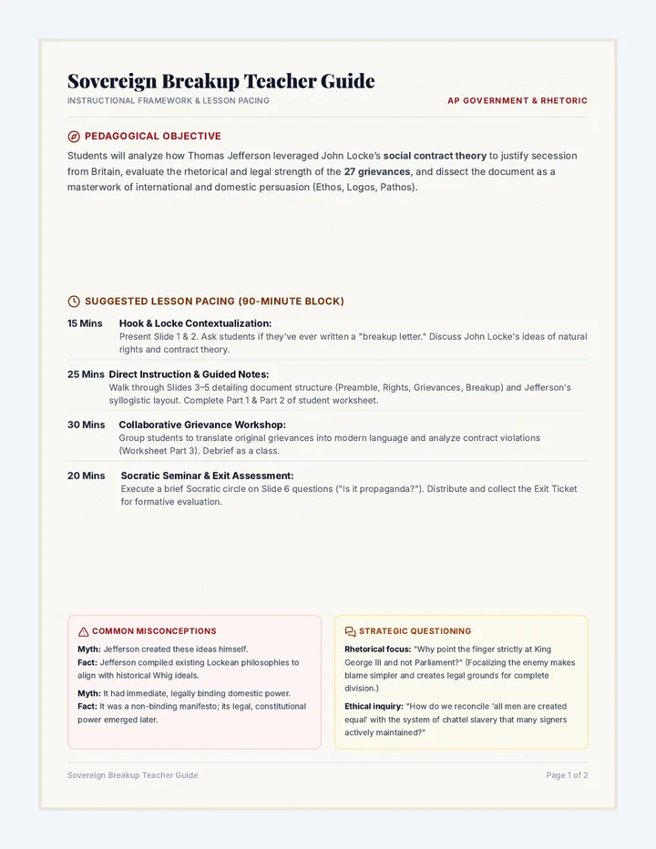 Sovereign Breakup Teacher Guide