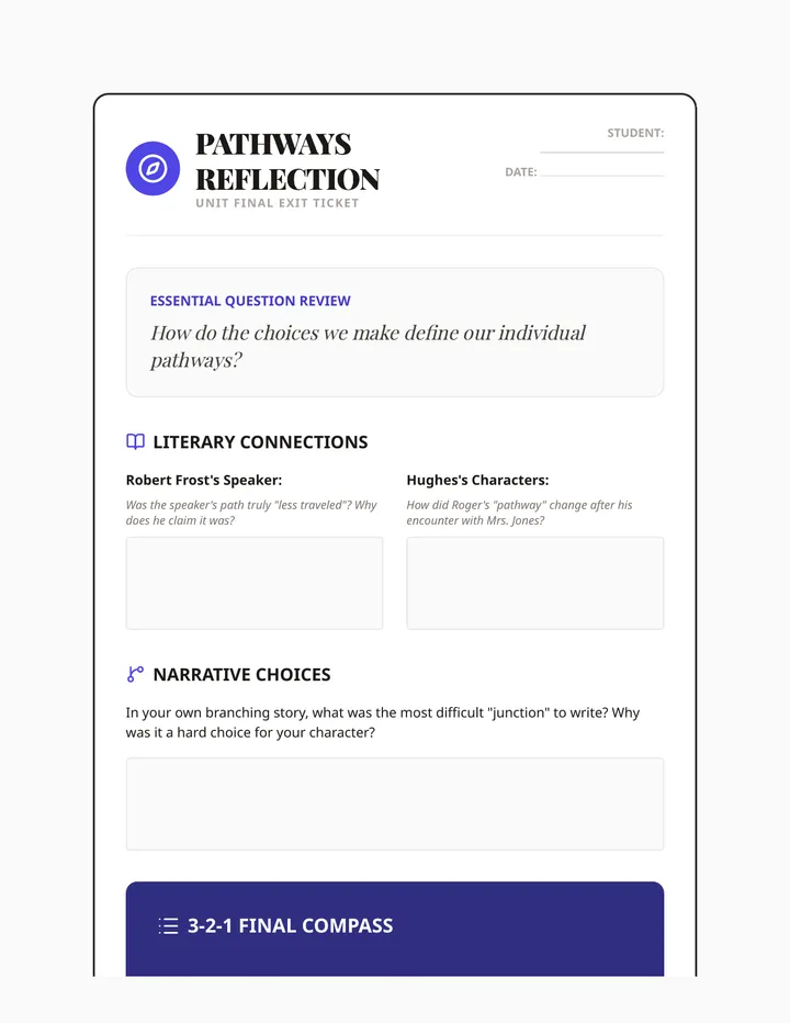 Pathways Reflection Exit Ticket