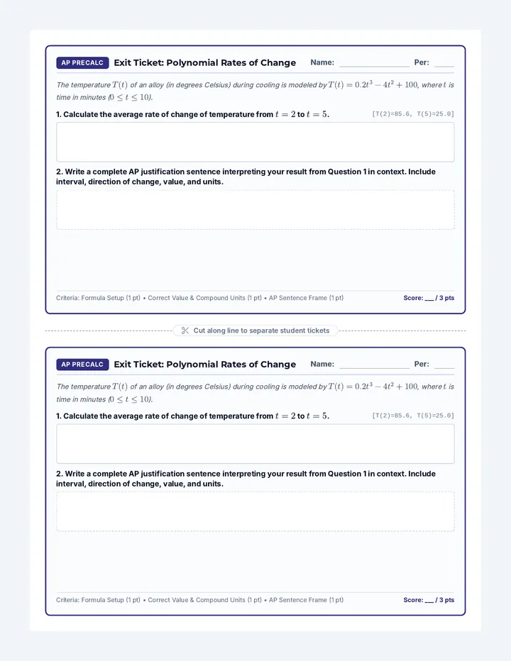 Rate Dynamics Exit Ticket
