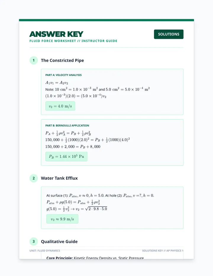 Fluid Force Answer Key
