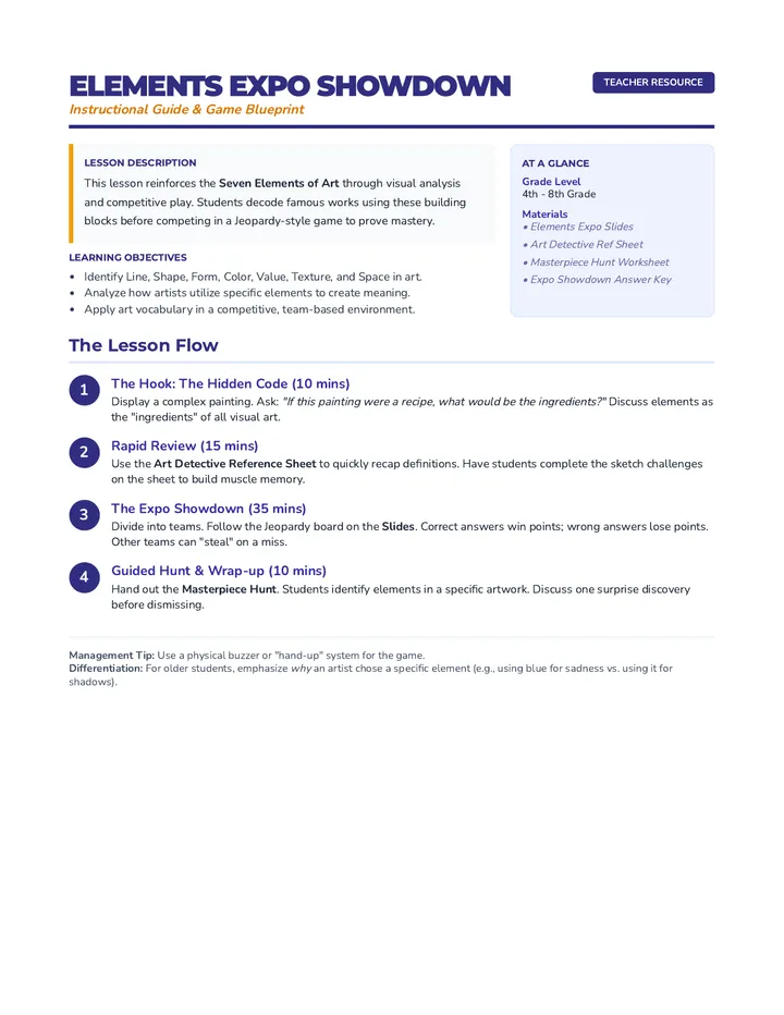 Elements Expo Teacher Guide