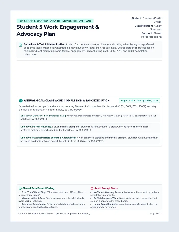Student Five Autonomy Guide