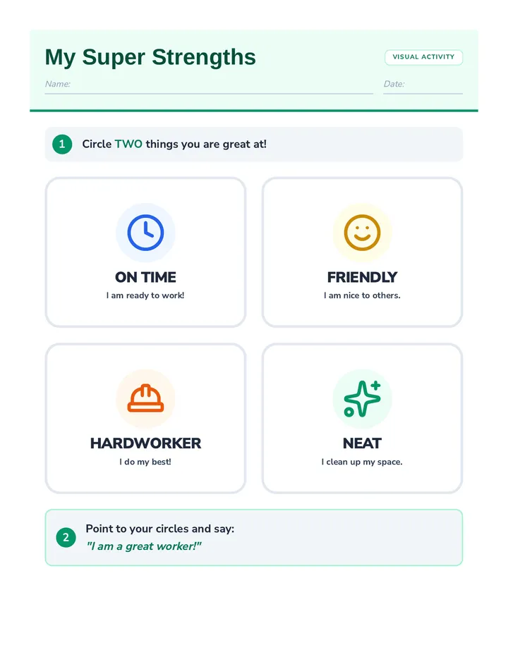 Super Strengths Visual Activity