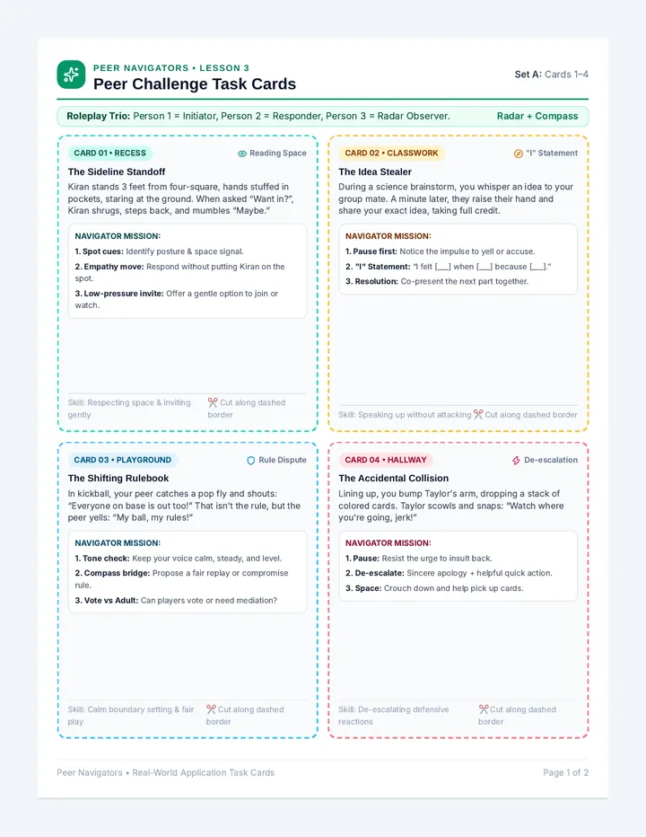 Peer Challenge Task Cards
