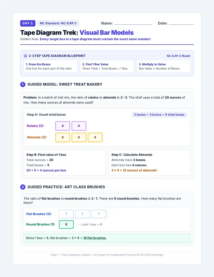 Tape Diagram Worksheet