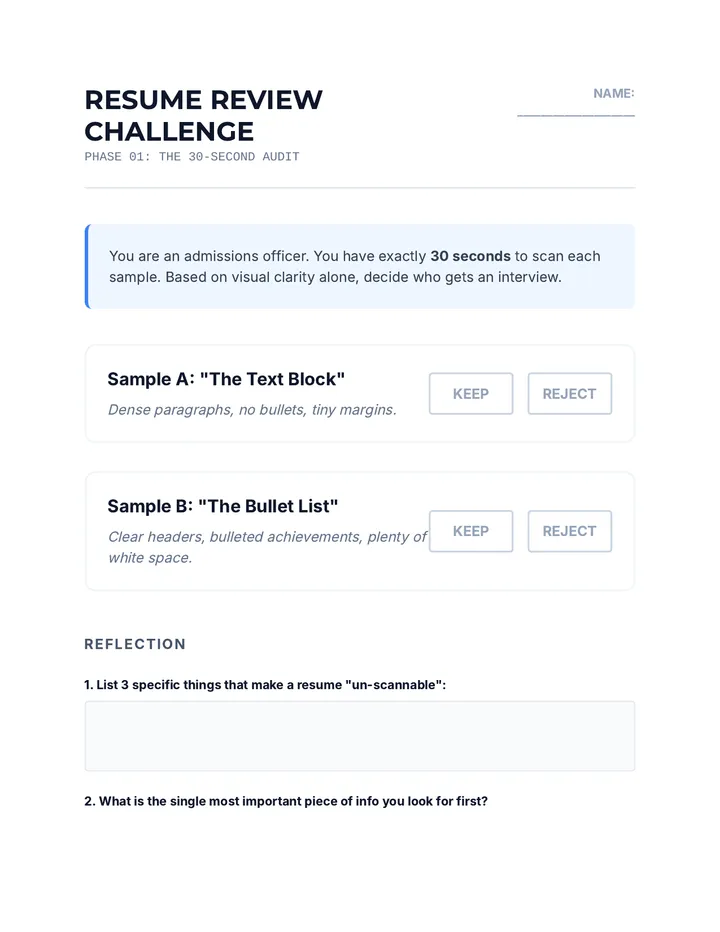 Resume Review Challenge Worksheet