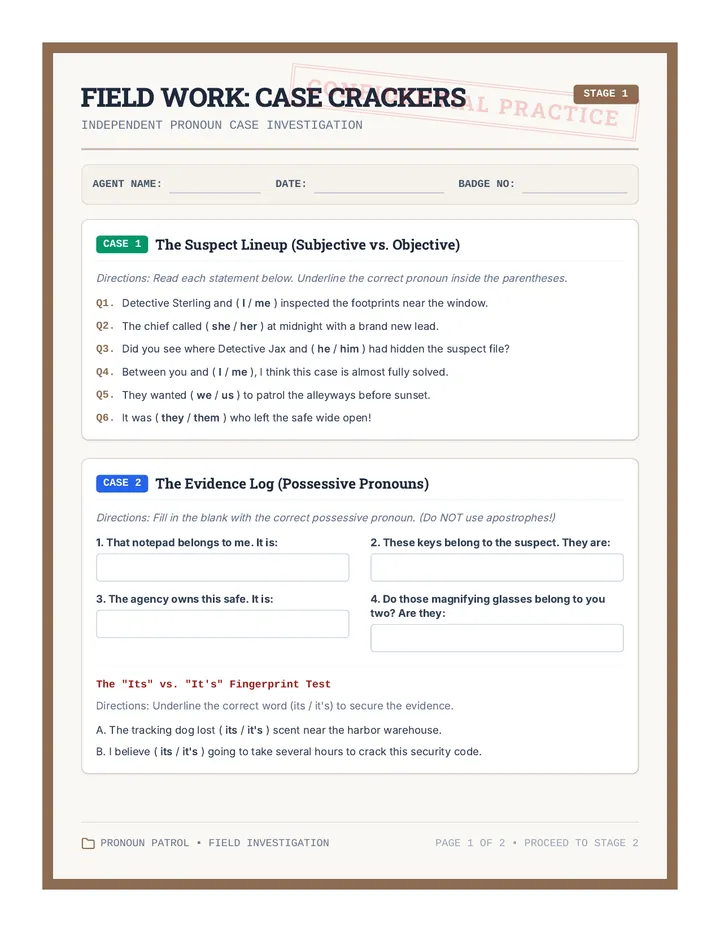 Case Crackers Worksheet
