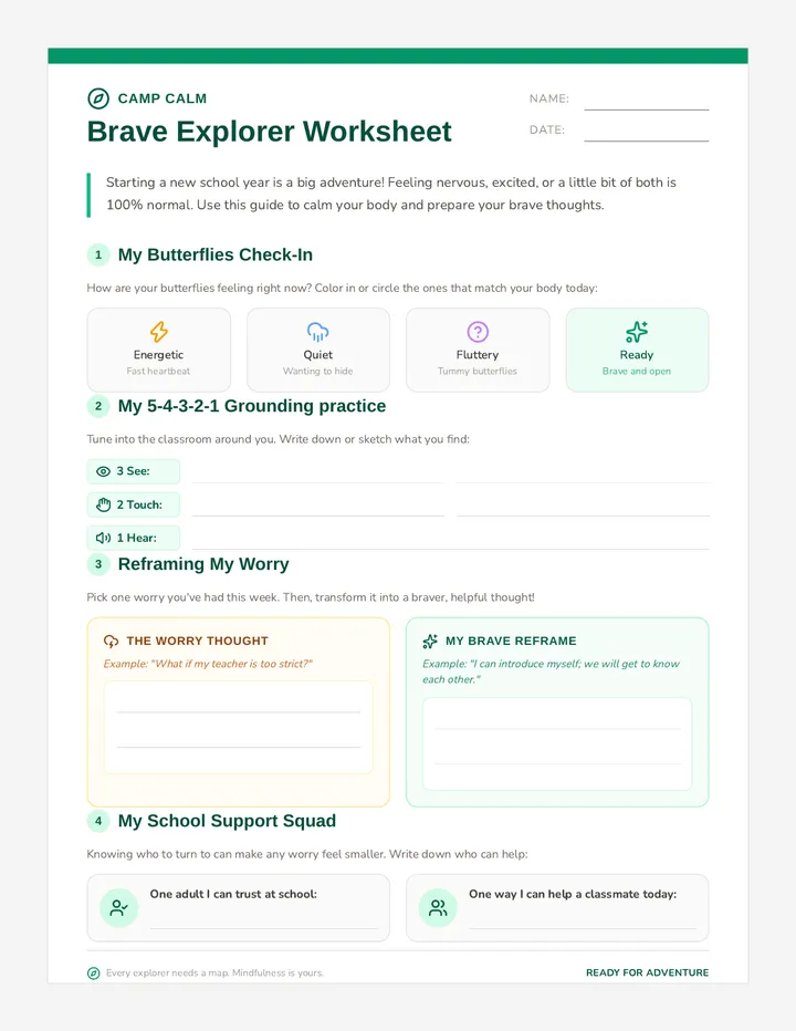 Brave Explorer Worksheet