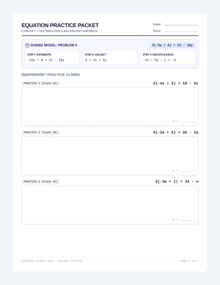 Equation Clones Worksheet
