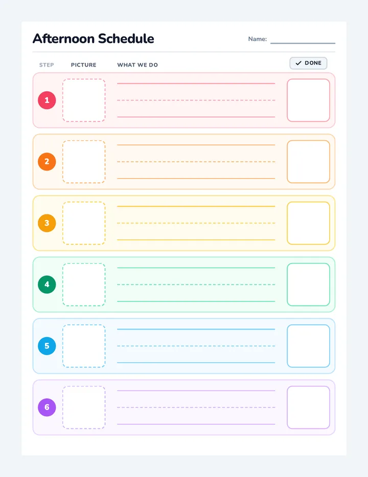 Afternoon Schedule Visual Chart