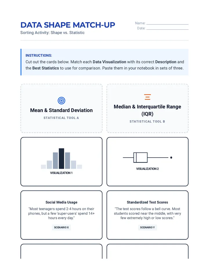 Data Shape Match Up Activity