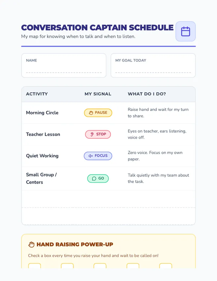 Conversation Captain Schedule