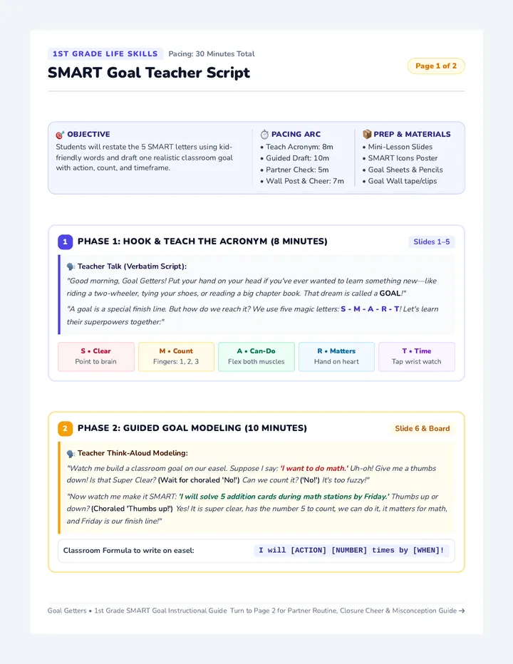 SMART Goal Teacher Script
