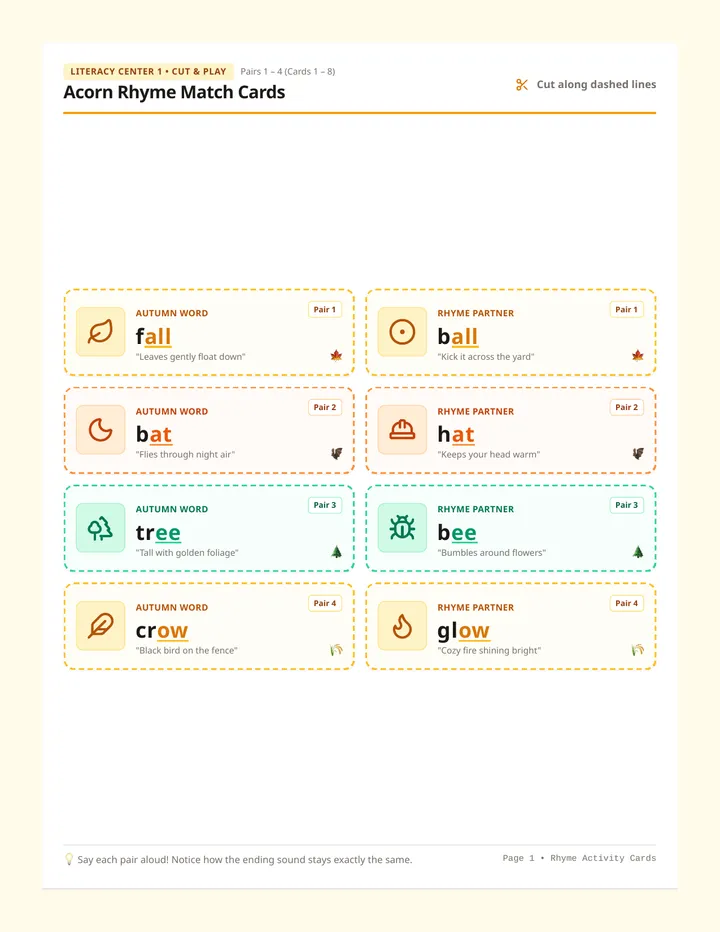 Rhyme Match Activity Cards