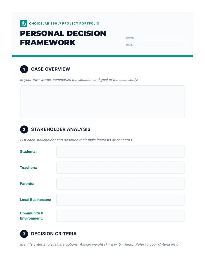 Personal Decision Framework Template