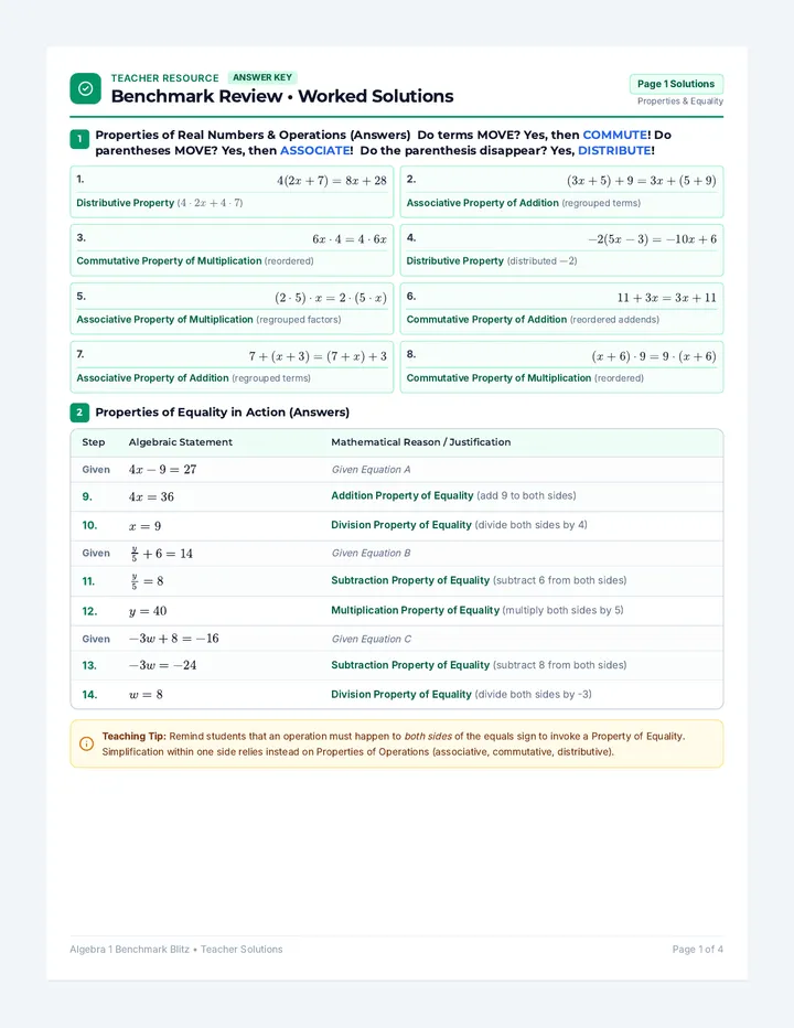 Benchmark Review Key
