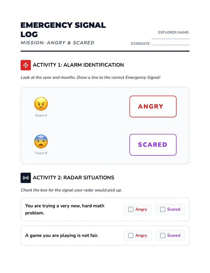 Emergency Signal Worksheet