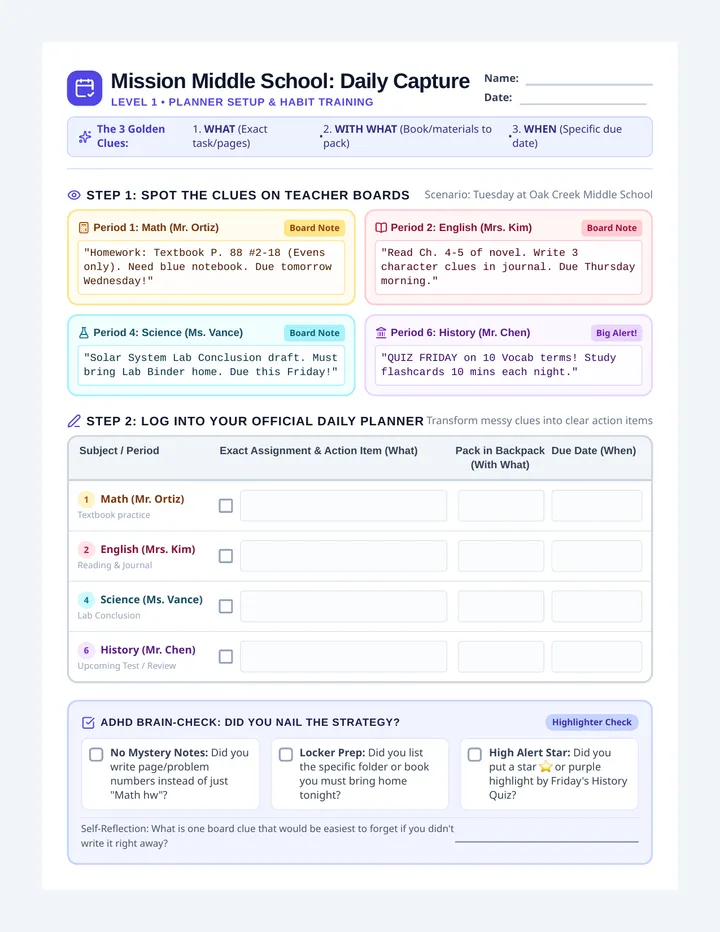 Daily Capture Worksheet