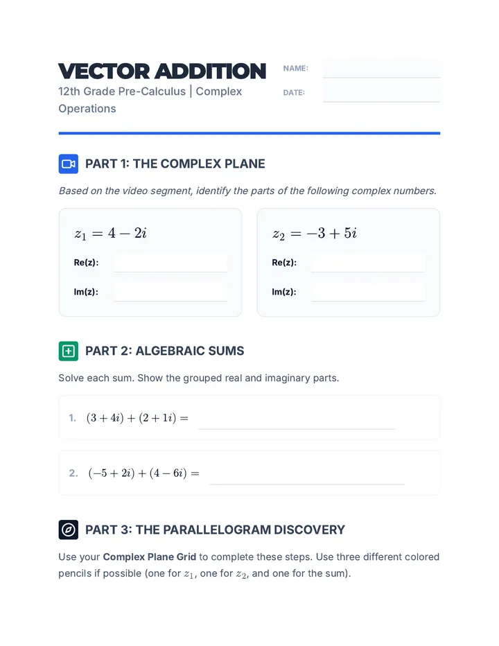 Vector Addition Worksheet