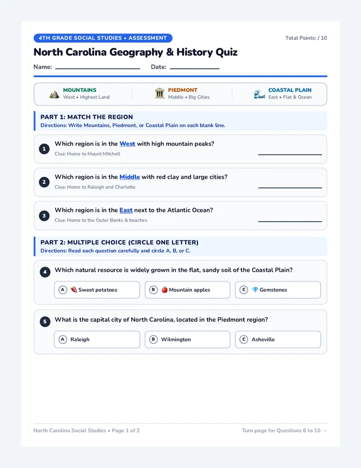 Tar Heel Modified Quiz