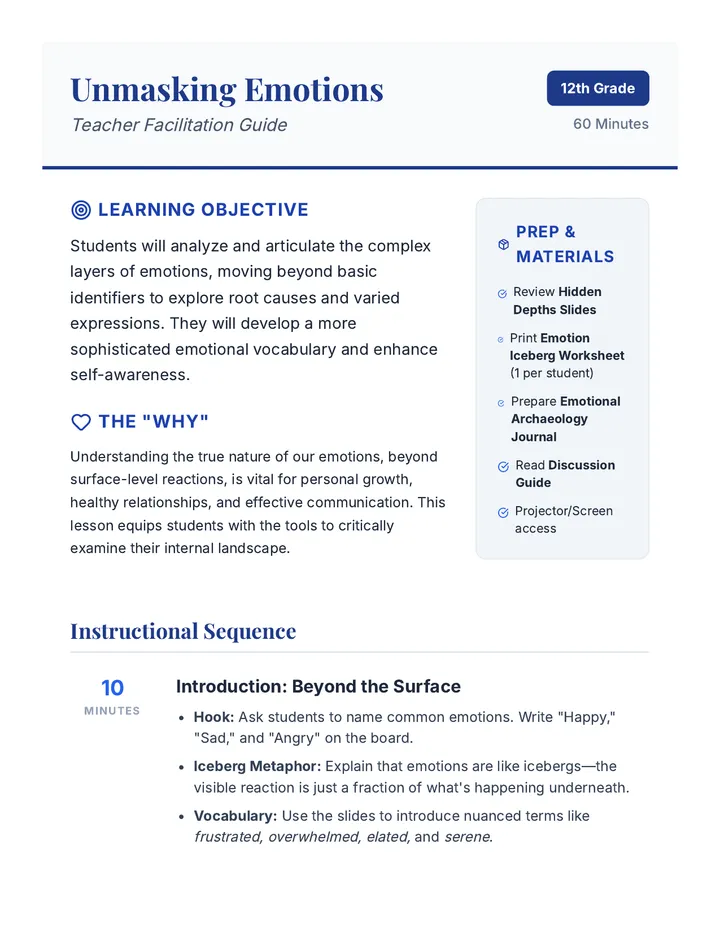 Unmasking Emotions Teacher Guide