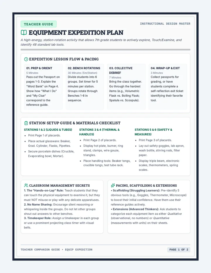 Equipment Expedition Teacher Guide
